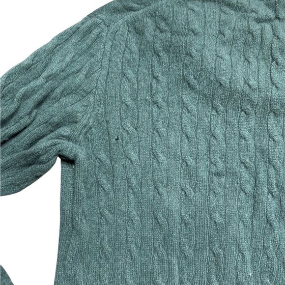 Vintage J Crew Lambswool Cable Knit Forest Green Crewneck Sweater Medium - Picture 4 of 8